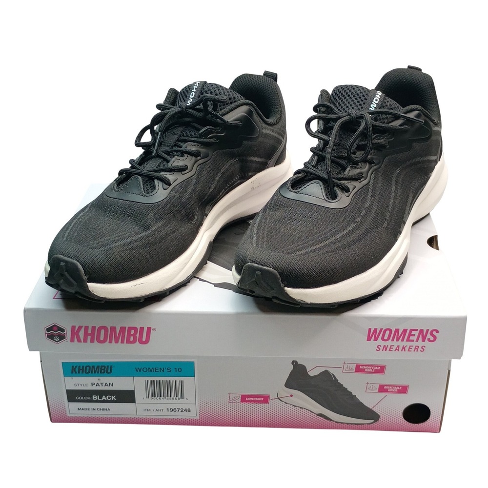 Khombu Patan Sneakers Women Size 10 Black Breathable Mesh Memory Foam